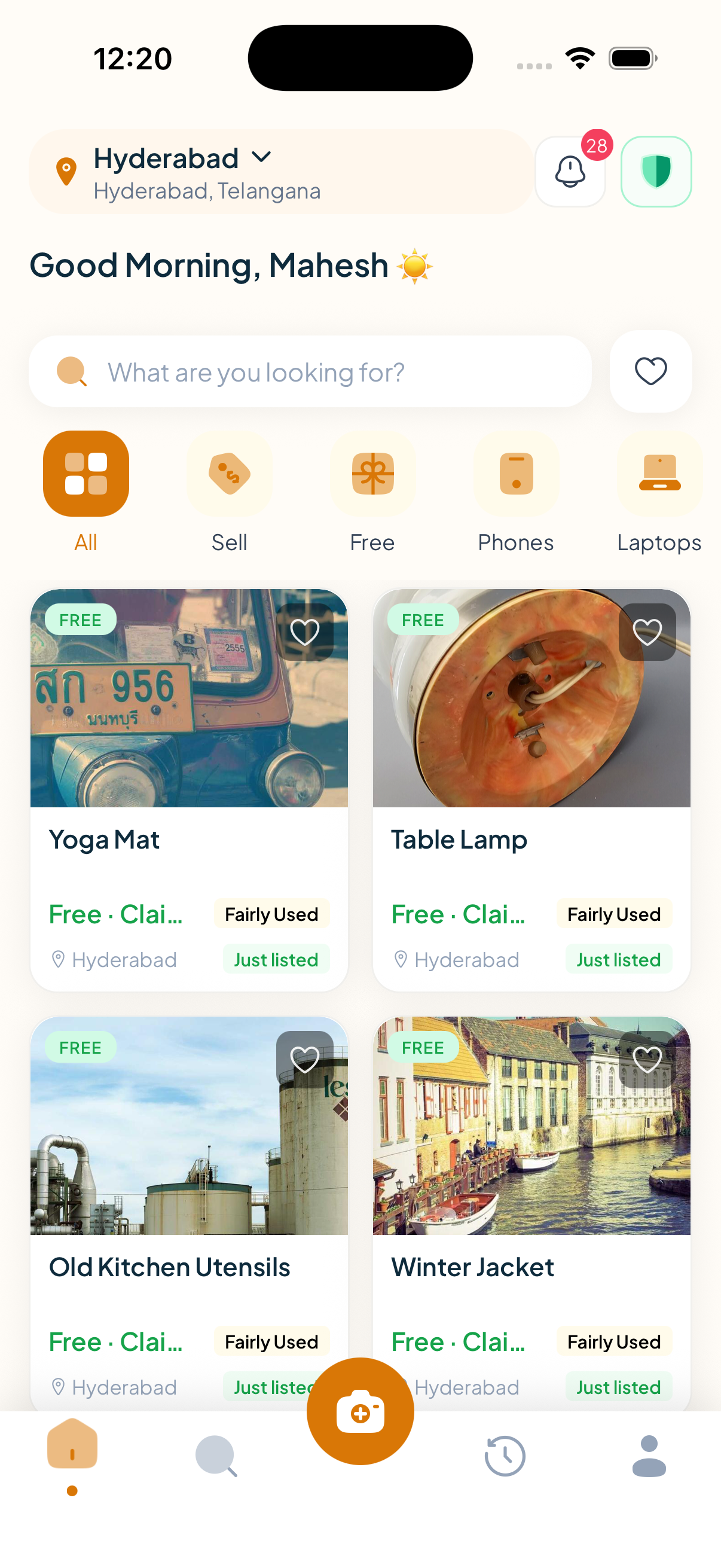 The SwapZen app showing protected pre-owned listings